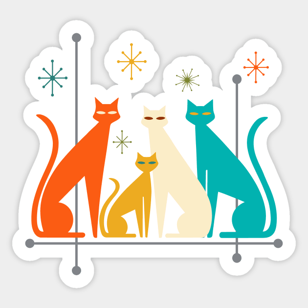 Retro Mid-Century Modern Look Cats 50s 60s Style Sticker by gogo-jr